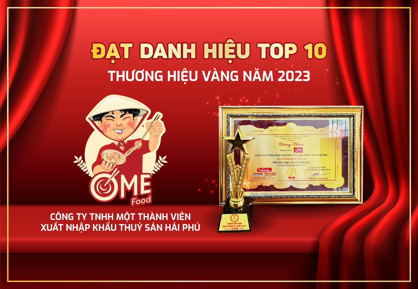 Omefood đạt danh hiệu top 10 thương hiệu vàng 2023